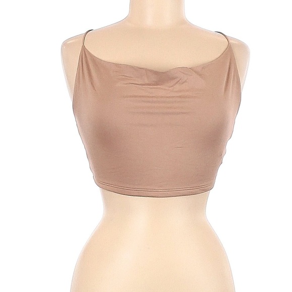 Windsor criss cross back spaghetti strap cropped tan tank Medium  NWT - Picture 3 of 6